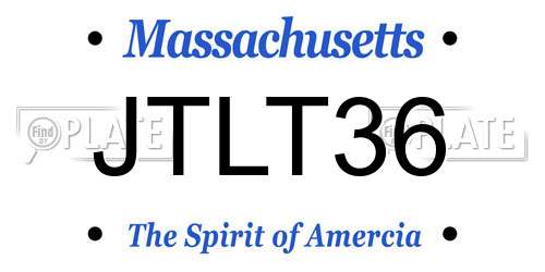 JTLT36 Massachusetts License Plate