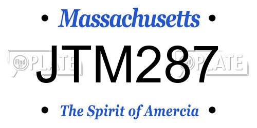 JTM287 Massachusetts License Plate
