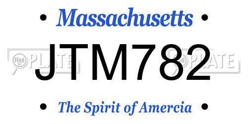 JTM782 Massachusetts License Plate