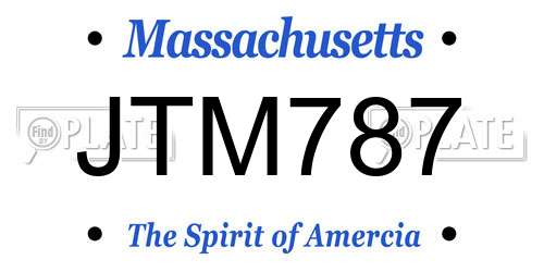 JTM787 Massachusetts License Plate