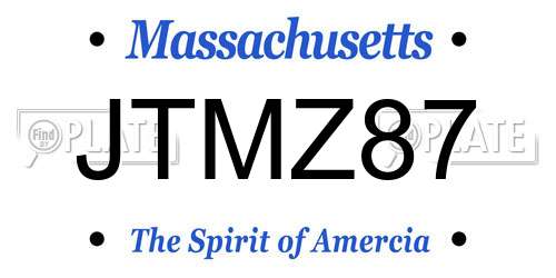 JTMZ87 Massachusetts License Plate