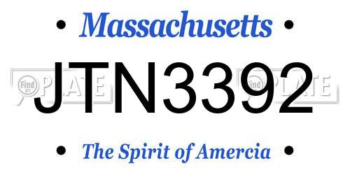 JTN3392 Massachusetts License Plate