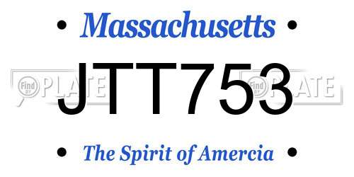 JTT753 Massachusetts License Plate