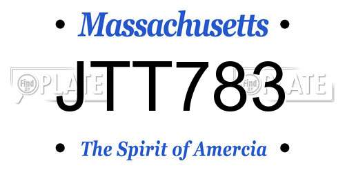 JTT783 Massachusetts License Plate