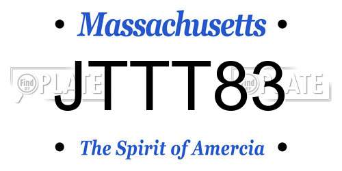 JTTT83 Massachusetts License Plate