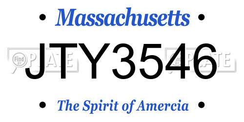JTY3546 Massachusetts License Plate