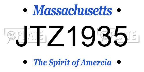JTZ1935 Massachusetts License Plate