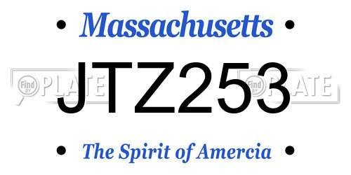 JTZ253 Massachusetts License Plate