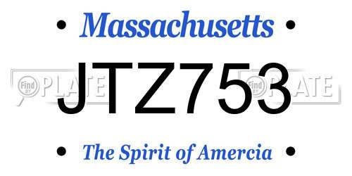 JTZ753 Massachusetts License Plate