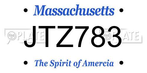 JTZ783 Massachusetts License Plate