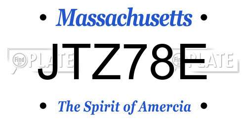 JTZ78E Massachusetts License Plate