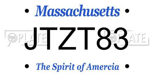 JTZT83 Massachusetts License Plate