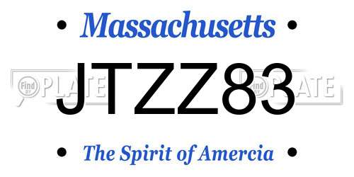 JTZZ83 Massachusetts License Plate