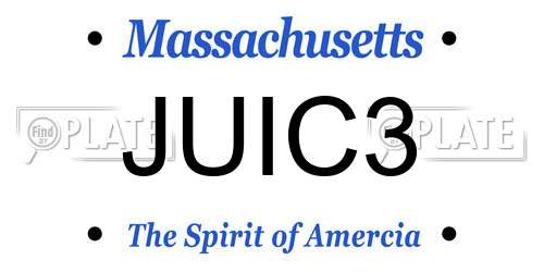 JUIC3 Massachusetts License Plate