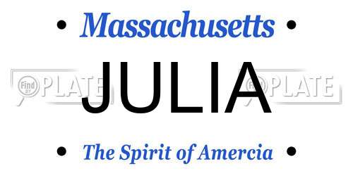 JULIA Massachusetts License Plate