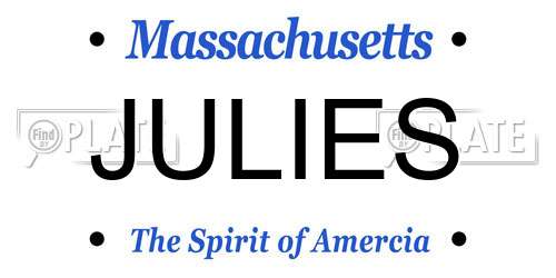 JULIES Massachusetts License Plate