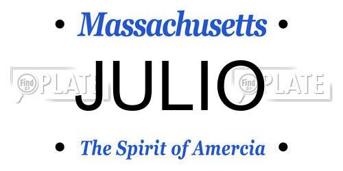 JULIO Massachusetts License Plate