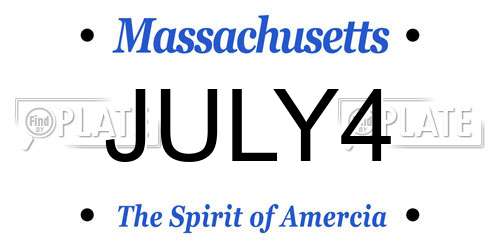 JULY4 Massachusetts License Plate