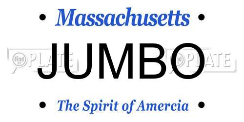 JUMBO Massachusetts License Plate