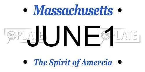 JUNE1 Massachusetts License Plate