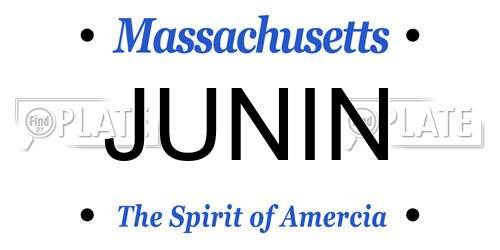 JUNIN Massachusetts License Plate