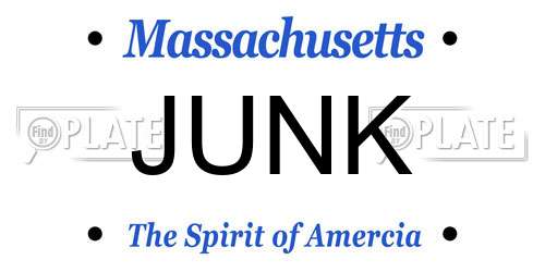 JUNK Massachusetts License Plate