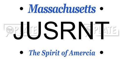 JUSRNT Massachusetts License Plate