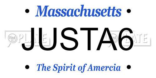 JUSTA6 Massachusetts License Plate