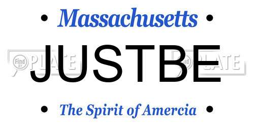 JUSTBE Massachusetts License Plate