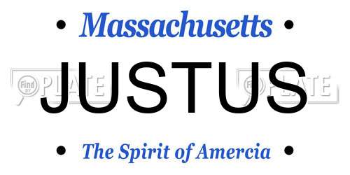 JUSTUS Massachusetts License Plate