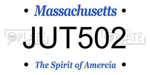 JUT502 Massachusetts License Plate