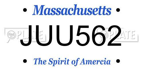 JUU562 Massachusetts License Plate