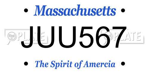 JUU567 Massachusetts License Plate
