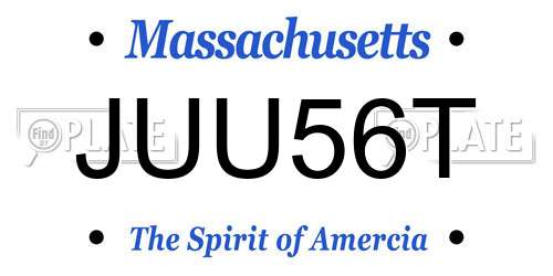 JUU56T Massachusetts License Plate
