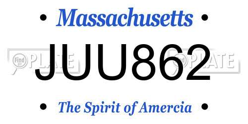 JUU862 Massachusetts License Plate