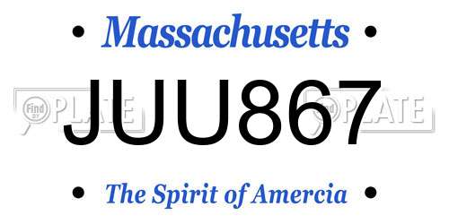 JUU867 Massachusetts License Plate