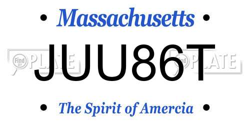 JUU86T Massachusetts License Plate