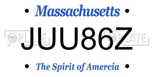 JUU86Z Massachusetts License Plate