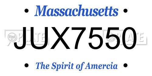 JUX7550 Massachusetts License Plate