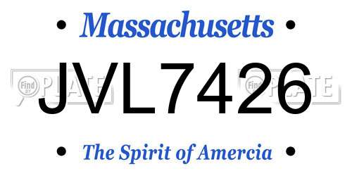 JVL7426 Massachusetts License Plate