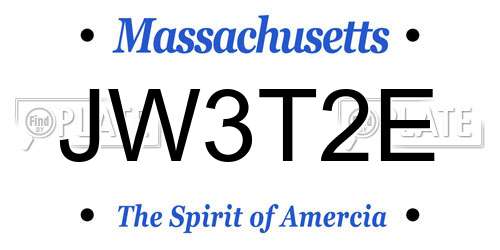 JW3T2E Massachusetts License Plate