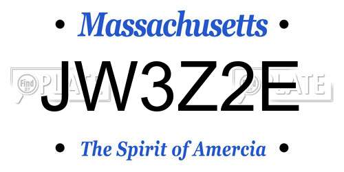 JW3Z2E Massachusetts License Plate