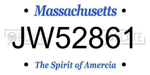 JW52861 Massachusetts License Plate