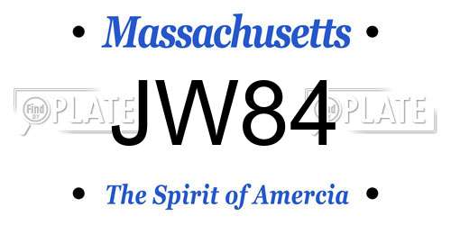JW84 Massachusetts License Plate