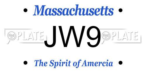 JW9 Massachusetts License Plate