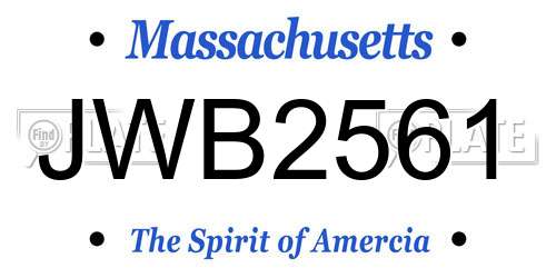 JWB2561 Massachusetts License Plate