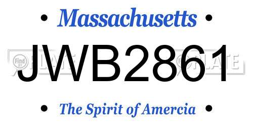 JWB2861 Massachusetts License Plate