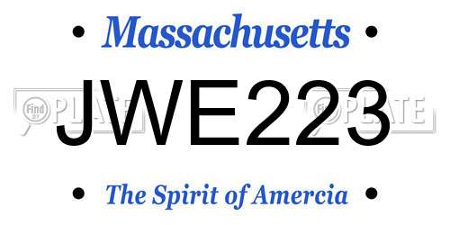 JWE223 Massachusetts License Plate