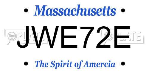 JWE72E Massachusetts License Plate