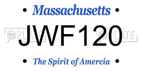 JWF120 Massachusetts License Plate